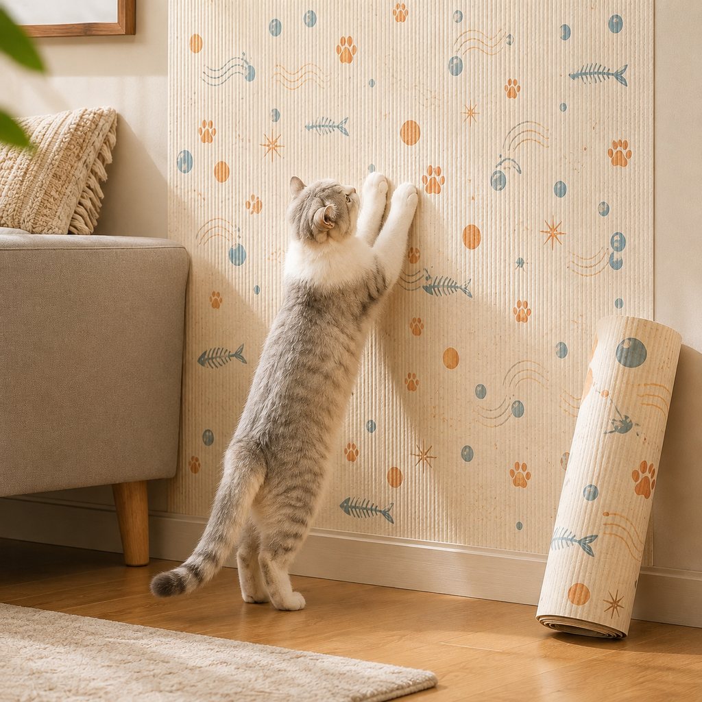 Ortekor Self-Adhesive Cat Scratch Mat for Wall & Furniture Protection – Cuttable Cat Scratching Pad for Sofa, Door, Bedside & Home Surfaces
