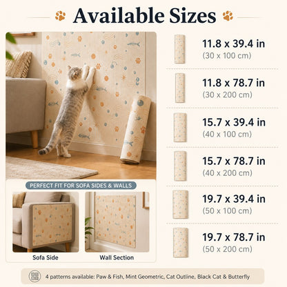 Ortekor Self-Adhesive Cat Scratch Mat for Wall & Furniture Protection – Cuttable Cat Scratching Pad for Sofa, Door, Bedside & Home Surfaces