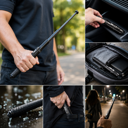 Telescoping Hiking Pole with One-Click Deploy for Trekking & Personal Safety – Adjustable Height, Anti-Slip Grip, Steel Shaft