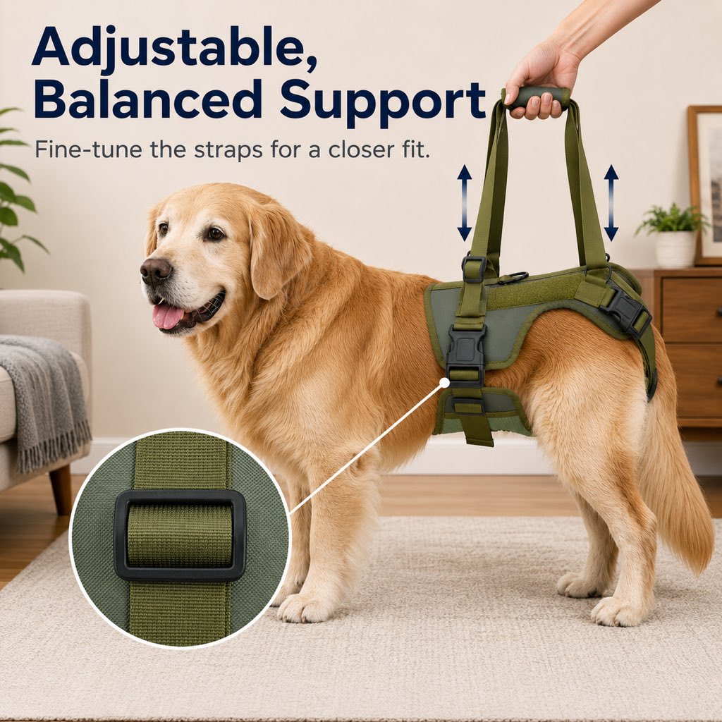 Ortekor Rear Support Dog Lift Harness for Stairs, Walks & Recovery - Padded Assist Harness for Senior, Injured & Weak-Hind-Leg Dogs