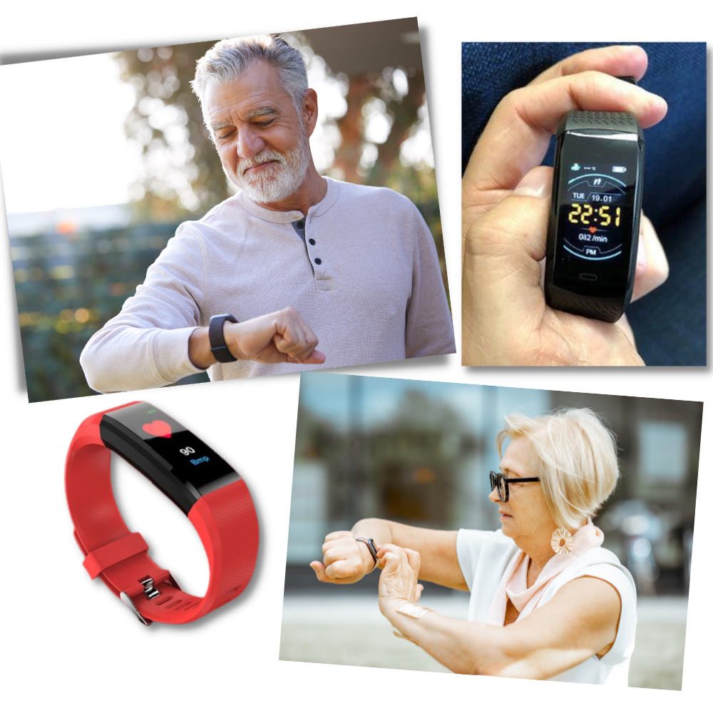 Reloj inteligente de monitoreo de salud para personas mayores con seguimiento de frecuencia cardíaca y presión arterial