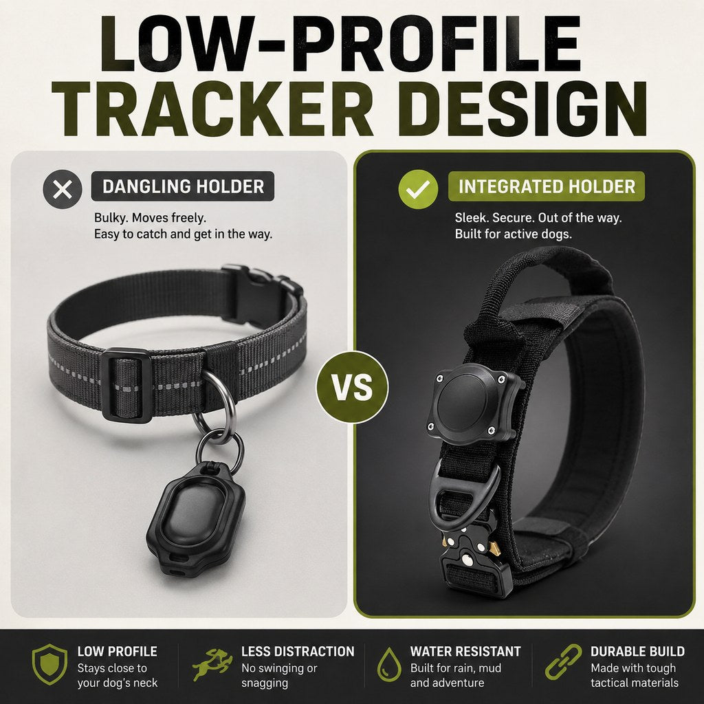 Ortekor AirTag-Compatible Tactical Dog Collar with Control Handle - Close Control for Walks, Trails & Busy Areas