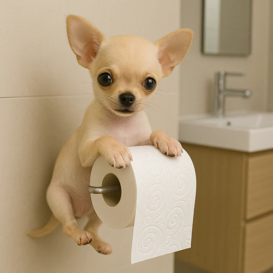 Dog Toilet Paper Holder Wall Mount – Playful Puppy Tissue Dispenser for Bathroom Décor, Fun Resin Design for Kids & Adults