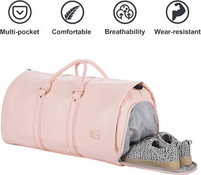 Hanging Suit Bag with Shoe Compartment – 2-in-1 Waterproof Travel Duffel for Business Trips and Weekends