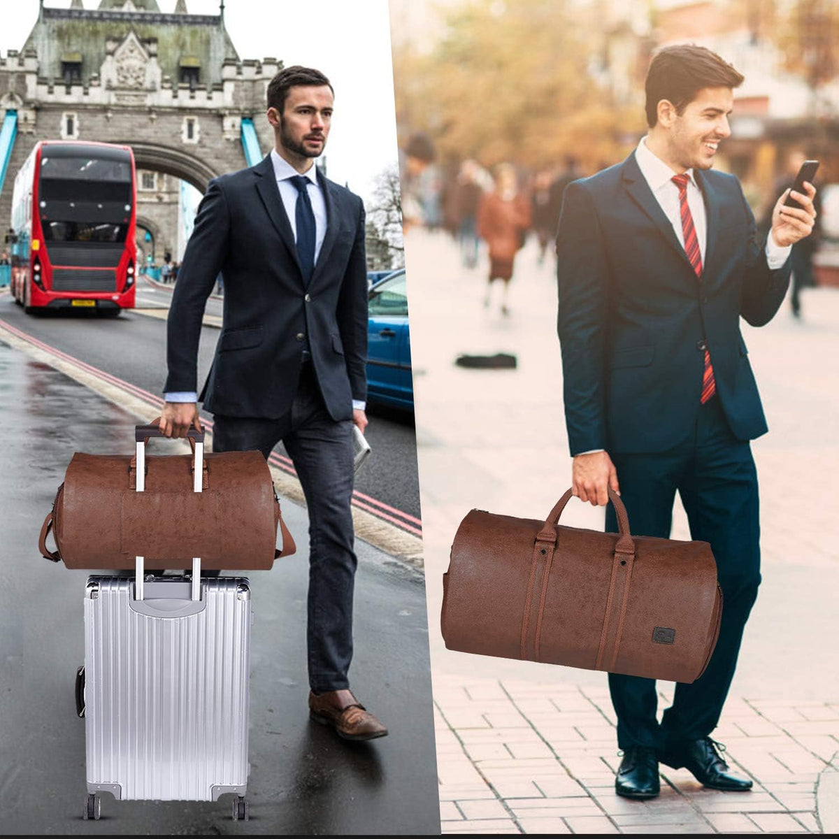 Hanging Suit Bag with Shoe Compartment – 2-in-1 Waterproof Travel Duffel for Business Trips and Weekends