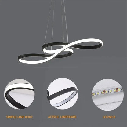 Modern Circle Hanging Fixture with Remote Dimming for Dining Room & Kitchen Island Adjustable Height 47 in Black White Gold Finish Contempor