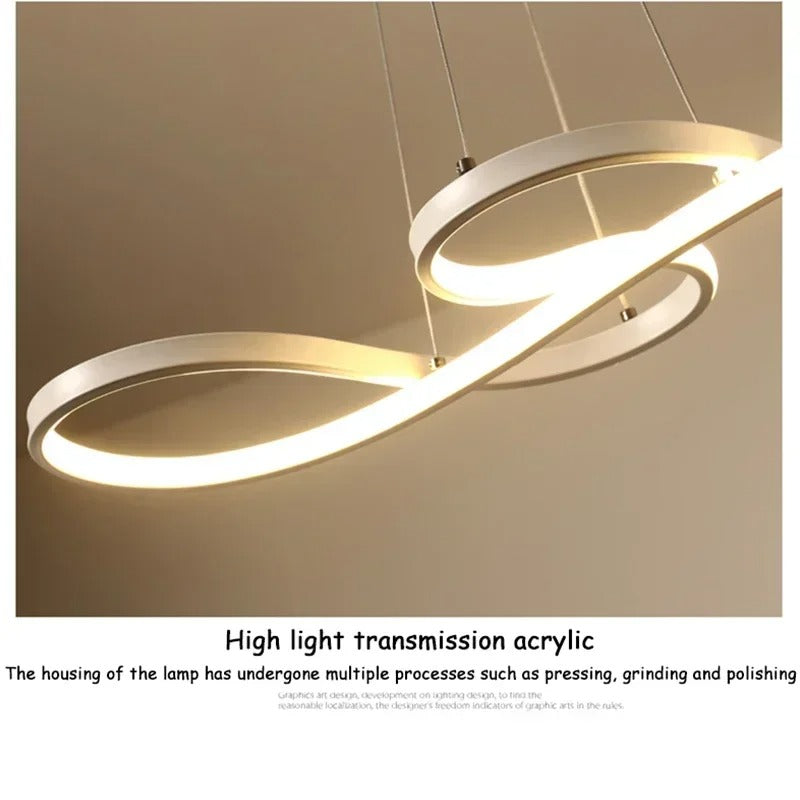 Modern Circle Hanging Fixture with Remote Dimming for Dining Room & Kitchen Island Adjustable Height 47 in Black White Gold Finish Contempor