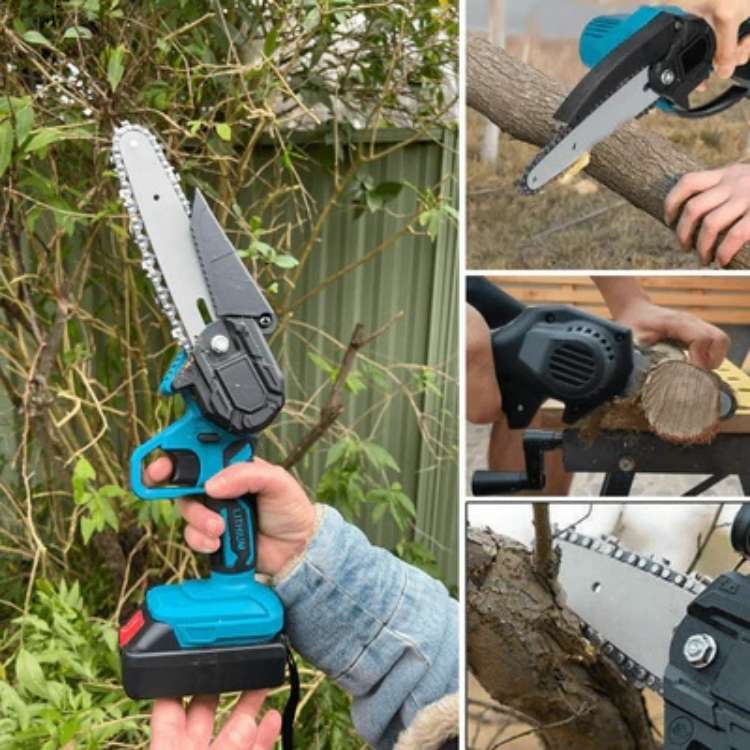 6-Inch Battery-Powered Mini Chainsaw for Yard Work, Cordless Compact Tree Trimmer Limb Saw Pruning Tool Home Garden Outdoor Use One-Handed