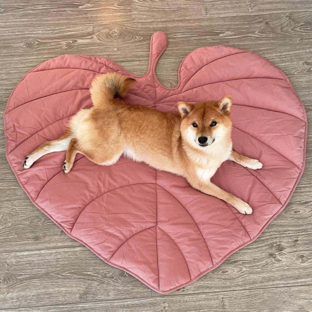 Botanical Leaf-Shaped Pet Throw Blanket - Soft Cotton-Polyester Cover for Dogs & Cats - Machine Washable Couch Protector & Floor Mat for