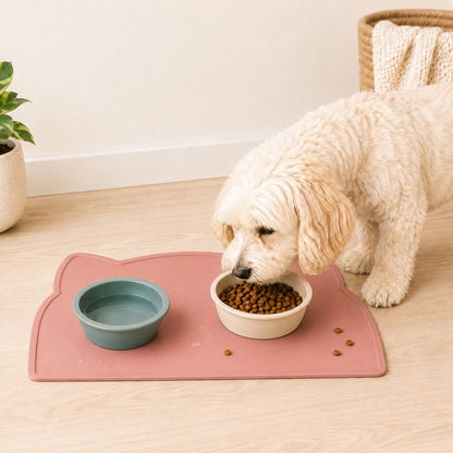 Ortekor Raised-Edge Silicone Pet Feeding Mat for Cats & Dogs - Keeps Floors Clean at Mealtime