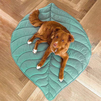 Botanical Leaf-Shaped Pet Throw Blanket - Soft Cotton-Polyester Cover for Dogs & Cats - Machine Washable Couch Protector & Floor Mat for