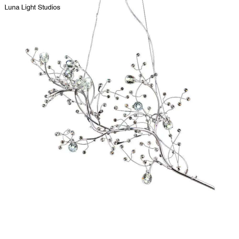 Modern Crystal Bead Chandelier 10-Light Metal Branch Ceiling Fixture for Dining Room & Living Room