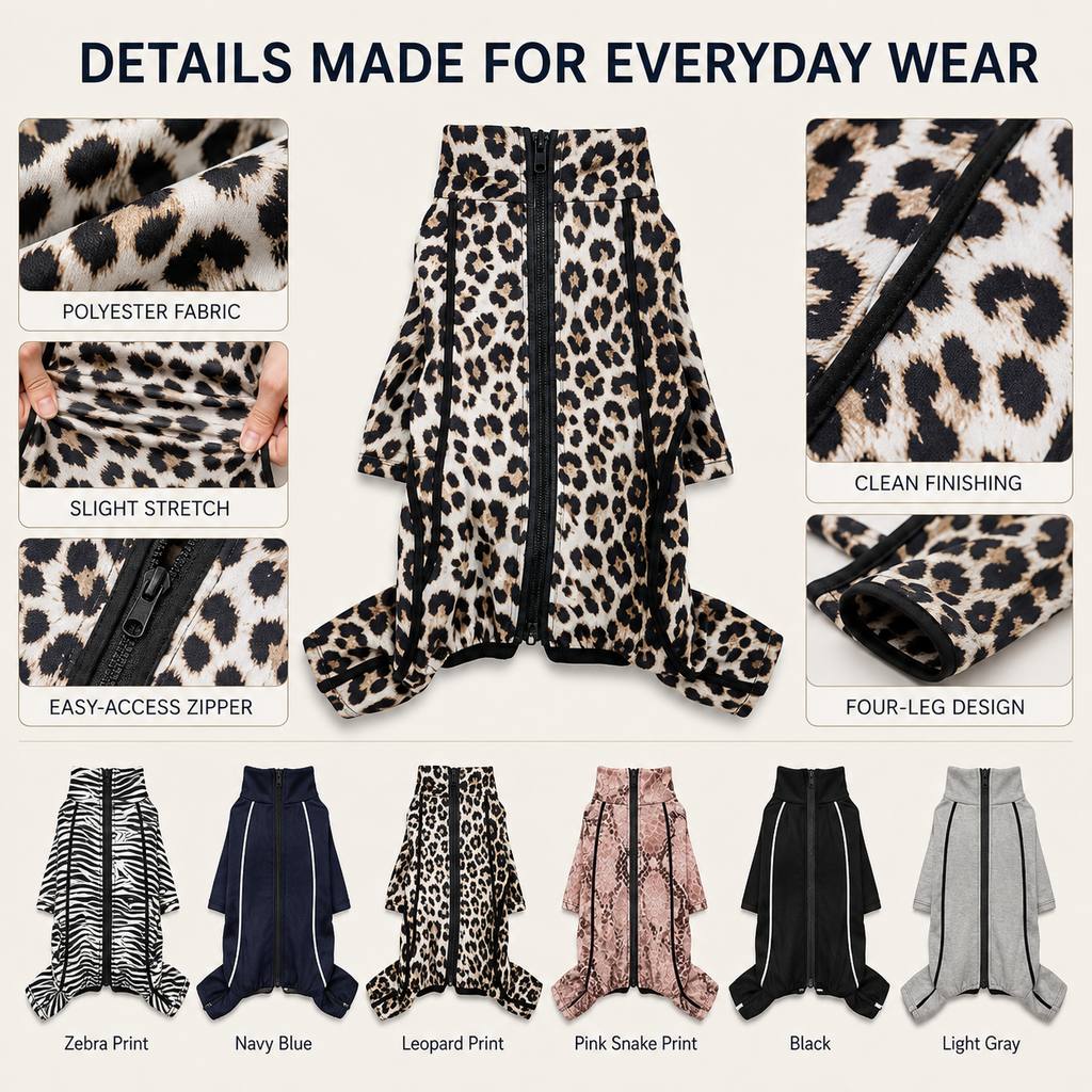 Ortekor Four-Leg Full-Body Dog Jumpsuit for Home & Outdoor Wear – Helps Contain Loose Fur & Everyday Dirt