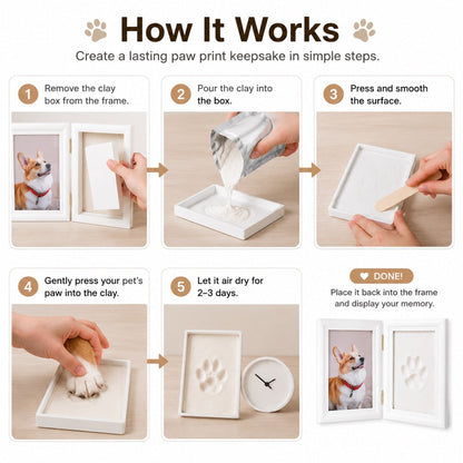 Ortekor Pet Paw Print Frame Kit for Dogs & Cats - DIY Keepsake Photo Frame for Home Display, First Paw Memories & Pet Loss Sympathy Gift