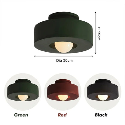 Resin Pendant Light 12 in Diameter LED Fixture Black Red Green Overhead Lighting Kitchen Dining Room Hallway Decor Minimalist Hanging Lamp