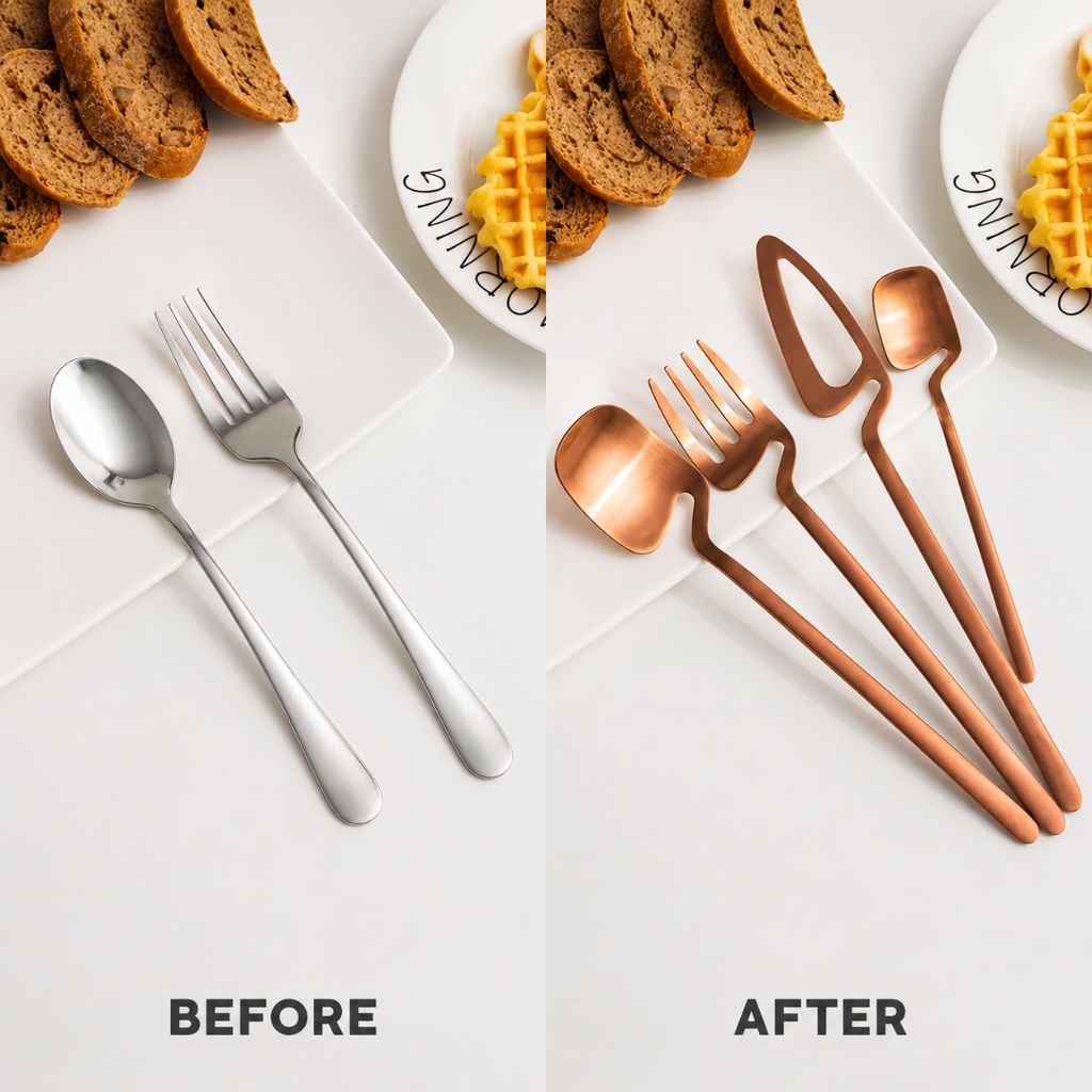 Dining Flatware Set 304 Stainless Steel Hollow Handle Fork Knife Spoon Service for 4 6 12 Modern Table Setting Silver Black Gold Rose Gold
