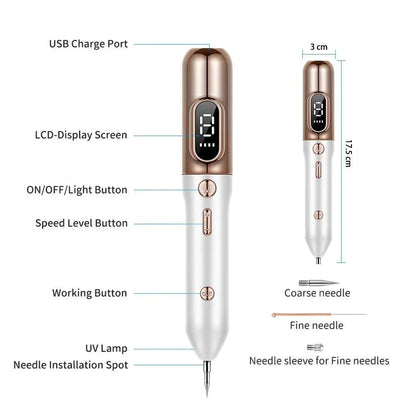 At-Home Precision Spot Removal Device with 9 Adjustable Intensity Settings for Skin Imperfections & Unwanted Marks