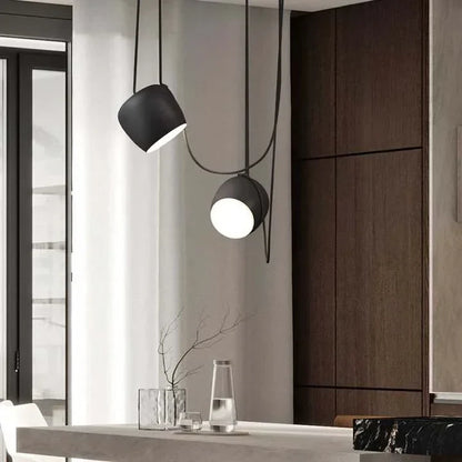 Ceiling Pendant Light Fixture with Adjustable Heads and Cable, 10W LED Dimmable Hanging Lamp, Black Aluminum Modern Lighting for Kitchen Isl