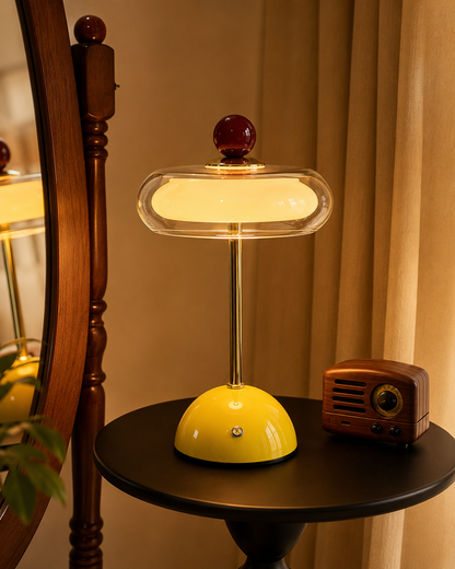 Rechargeable Mid-Century Modern Mushroom Desk Light with Touch Dimming & 3 Light Modes for Bedroom, Living Room & Office