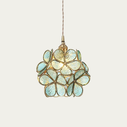 Sculptural Glass Petal Hanging Fixture E27 40W Single-Bulb Overhead Lamp for Dining Room Bedroom Entryway Ambient Decor Layered Glow