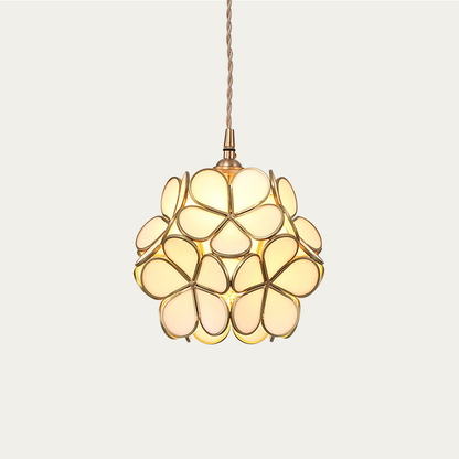 Sculptural Glass Petal Hanging Fixture E27 40W Single-Bulb Overhead Lamp for Dining Room Bedroom Entryway Ambient Decor Layered Glow