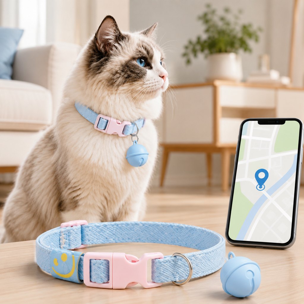 Ortekor Smart Pet Tracker Bell Collar for Cats & Small Dogs - Find Hiding Pets Faster at Home, in the Yard & on Daily Walks