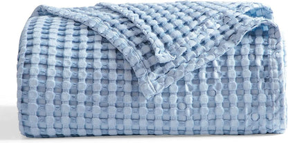 Cozy Haven | Manta de nido de abeja refrescante para cama queen, de algodón y bambú ligero | Manta de verano suave para personas calurosas