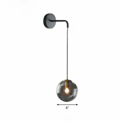 Contemporary Round Glass Wall Sconce | Modern Metal Orb Wall Fixture for Bedroom, Hallway, Foyer | E26 Base Socket | Available in Clear