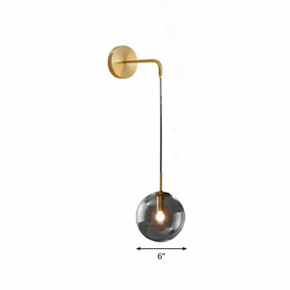 Contemporary Round Glass Wall Sconce | Modern Metal Orb Wall Fixture for Bedroom, Hallway, Foyer | E26 Base Socket | Available in Clear