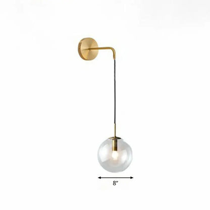 Contemporary Round Glass Wall Sconce | Modern Metal Orb Wall Fixture for Bedroom, Hallway, Foyer | E26 Base Socket | Available in Clear