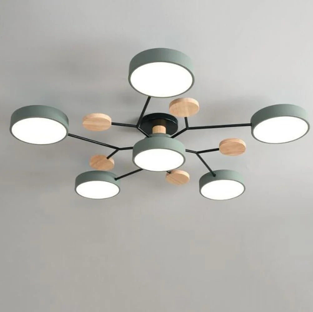 Semi-Flush Ring LED Ceiling Fixture – Multiple Rings, Iron & Acrylic, Dimmable Color Modes for Bedroom, Living Room & Hallway