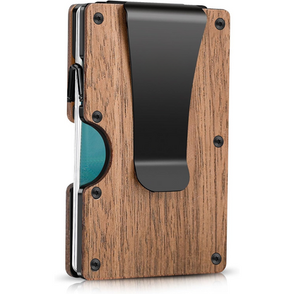 RFID-Blocking Carbon Fiber Minimalist Wallet with Integrated Money Clip for Men Front Pocket Card Holder Slim Design Contactless Theft Prote