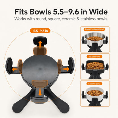 Ortekor French Bulldog Adjustable Elevated Tilted Dog Bowl for Kitchen Feeding Corners - 3-Height Stand with Slow Feeder Insert to Reduce Neck Bending & Mess