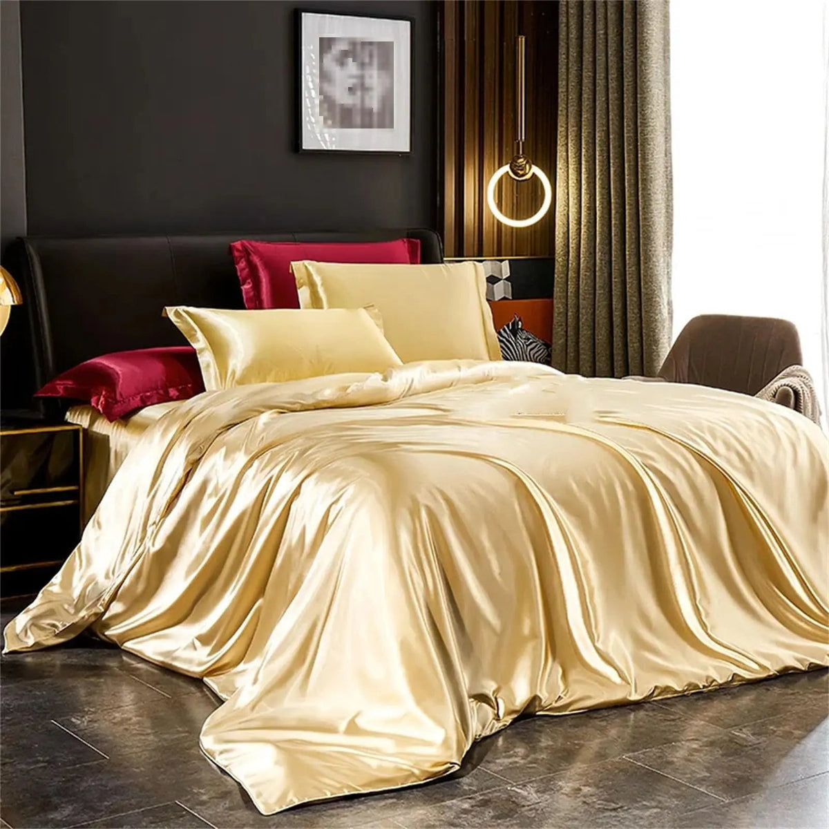 100% Mulberry Silk Sheet Set – Full Bed Ensemble with Duvet Cover, Fitted Sheet & Pillowcases for Cool, Luxurious Sleep