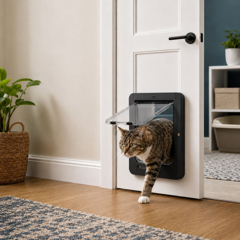 Ortekor Smart RFID Cat Door for Litter Rooms & Pet-Only Spaces - Selective Access Pet Door to Help Keep Unwanted Animals Out