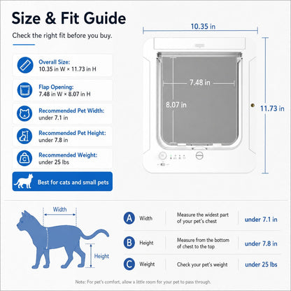 Ortekor Smart RFID Cat Door for Litter Rooms & Pet-Only Spaces - Selective Access Pet Door to Help Keep Unwanted Animals Out