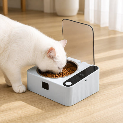 Ortekor Smart Motion Sensor Covered Cat Bowl for Cleaner Indoor Feeding - Auto Open Lid Helps Keep Food Covered from Dust, Hair & Flies