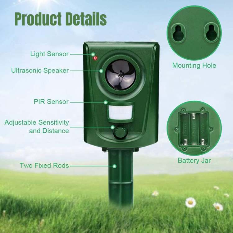 Outdoor Motion-Activated Ultrasonic Animal Deterrent for Yards & Gardens – Weatherproof Pest Control Device