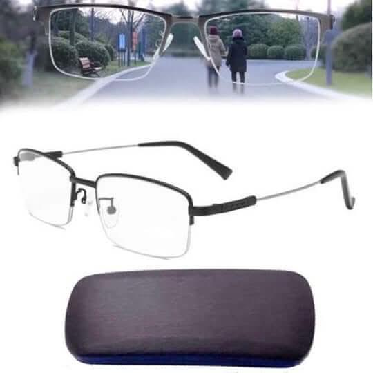 Progressive Reading Glasses with Auto-Adjusting Lenses for Near & Distance Vision