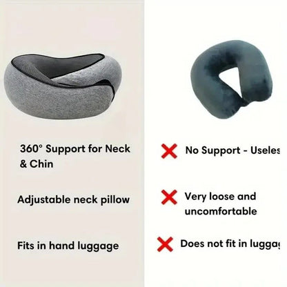 Travel Neck Pillow with Memory Foam Support – U-Shaped Ergonomic Design for Flights, Road Trips & Camping