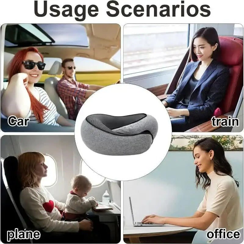 Travel Neck Pillow with Memory Foam Support – U-Shaped Ergonomic Design for Flights, Road Trips & Camping