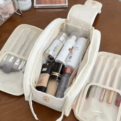 Ortekor Glossa | Caja organizadora de maquillaje con diseño impermeable y protectores para brochas | Organizador de cosméticos de gran capacidad para viajes y uso diario