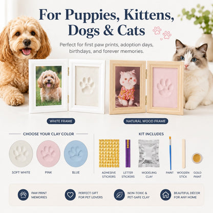 Ortekor Pet Paw Print Frame Kit for Dogs & Cats - DIY Keepsake Photo Frame for Home Display, First Paw Memories & Pet Loss Sympathy Gift