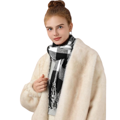 Plaid Cashmere Winter Shawl for Women – Cozy Oversized Wrap Scarf for Cold Weather, Evening Events & Daily Wear
