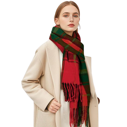 Plaid Cashmere Winter Shawl for Women – Cozy Oversized Wrap Scarf for Cold Weather, Evening Events & Daily Wear