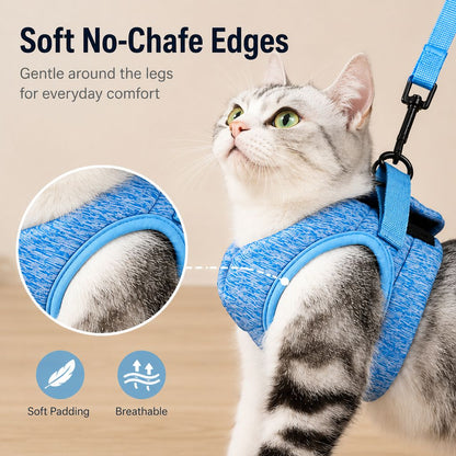 Ortekor Lightweight Cat Harness & Leash Set for Outdoor Walks - Breathable Adjustable Vest for Secure, Comfortable Control