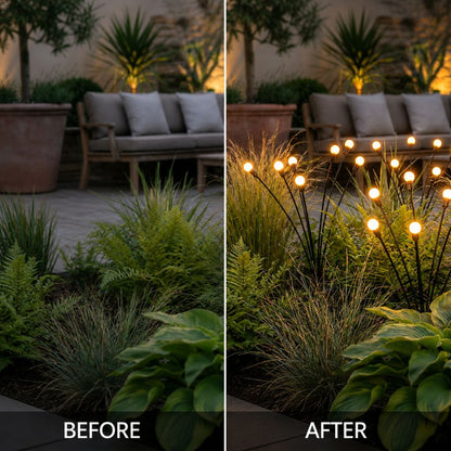 Swaying LED Garden Stakes Solar Powered Outdoor Pathway Lights Warm White Waterproof Decorative Lawn Accent Lighting for Yard Patio Walkway