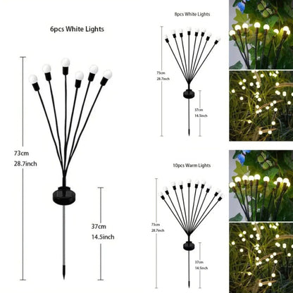 Swaying LED Garden Stakes Solar Powered Outdoor Pathway Lights Warm White Waterproof Decorative Lawn Accent Lighting for Yard Patio Walkway