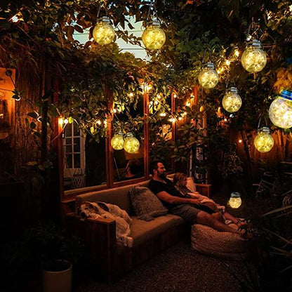 Outdoor Crackled Glass Solar Lantern with Auto Dusk Sensor & LED Light for Garden, Patio, Pathway & Porch Decor