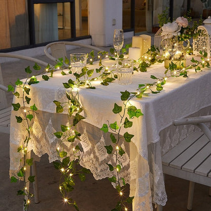 Outdoor Solar-Powered LED Foliage String Lights for Patio Garden Fence Pergola Tree Wrap Waterproof Dusk-to-Dawn Auto On Off Decoration